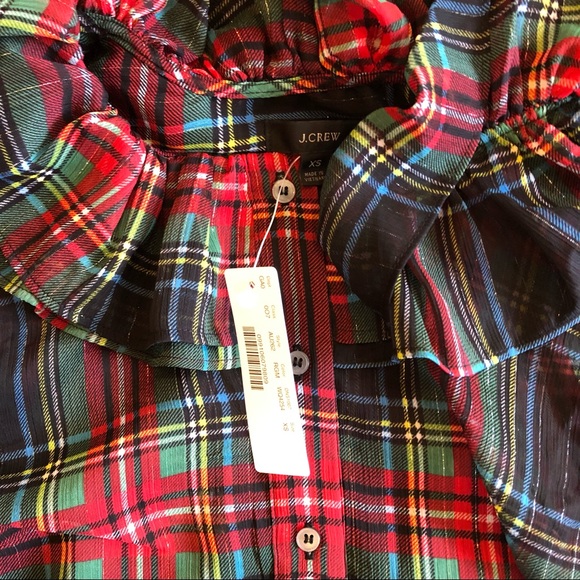 Sleeveless ruffle-collar top, Stewart tartan, NWT - Picture 3 of 7
